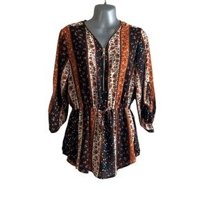Rue21 Floral Zip Up Blouse • Used • Size: Medium